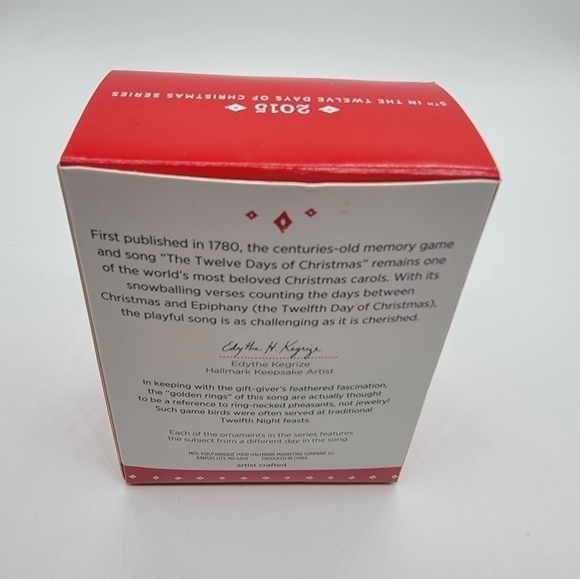 𝅺HALLMARK 12 Days of Christmas Five Golden Rings Pheasant Ornament - Picture 7 of 9